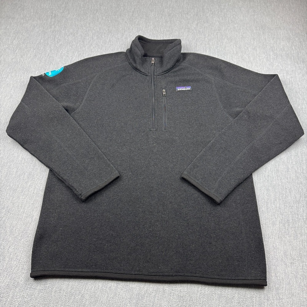 Patagonia Better Sweater Jacket Mens Medium Black 1/4-Zip Fleece Logo 25523